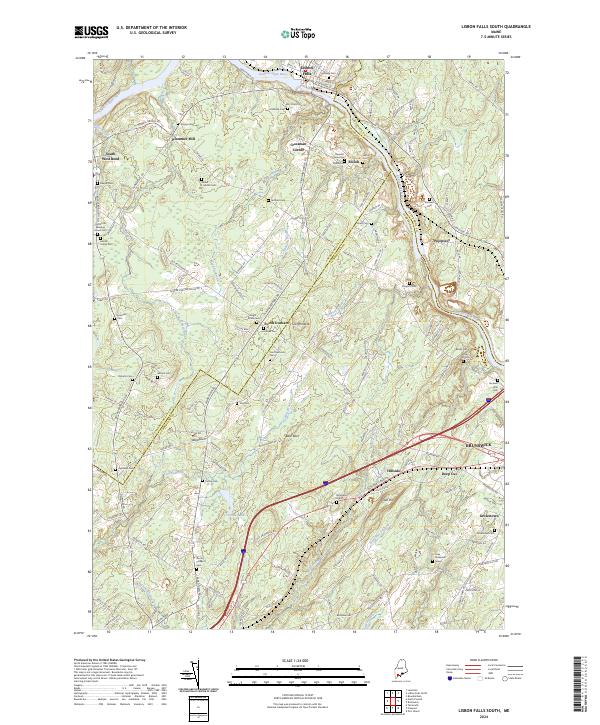 US Topo 7.5-minute map for Lisbon Falls South ME