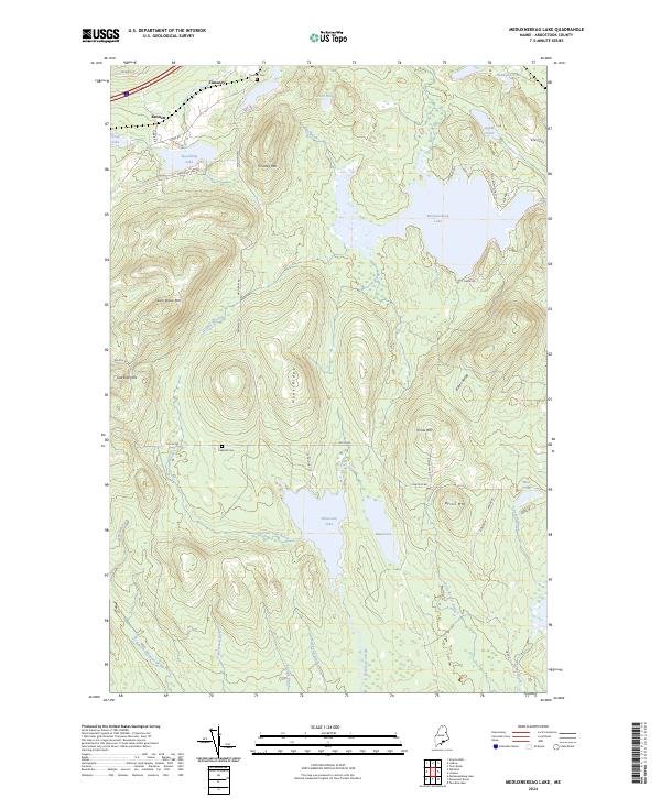 US Topo 7.5-minute map for Meduxnekeag Lake ME