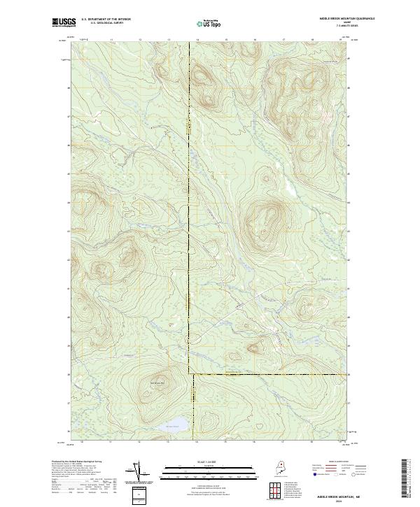 US Topo 7.5-minute map for Middle Brook Mountain ME