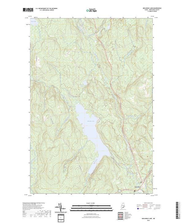 US Topo 7.5-minute map for Molunkus Lake ME