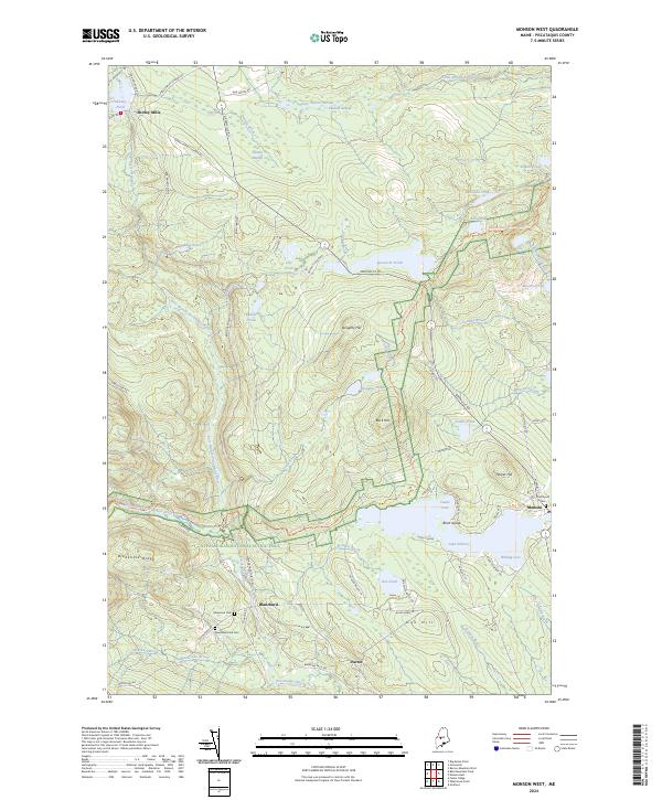 US Topo 7.5-minute map for Monson West ME