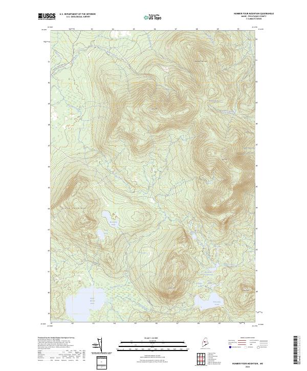 US Topo 7.5-minute map for Number Four Mountain ME