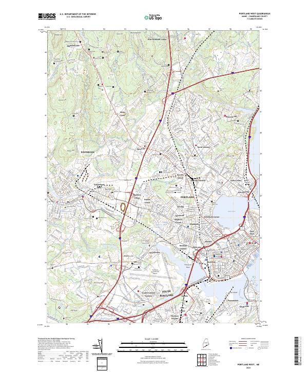 US Topo 7.5-minute map for Portland West ME