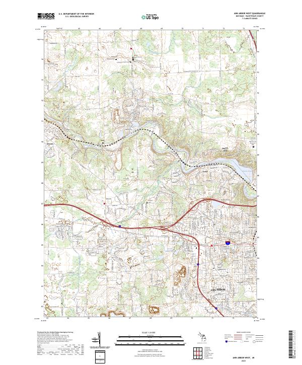 US Topo 7.5-minute map for Ann Arbor West MI