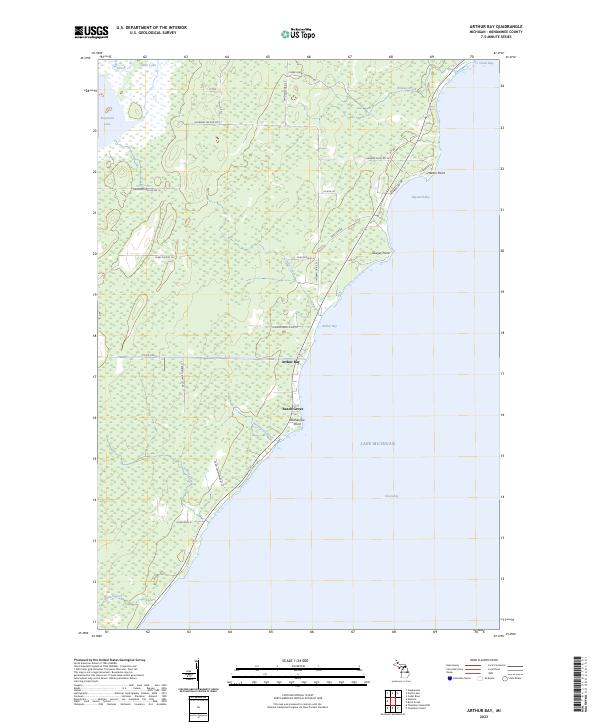 US Topo 7.5-minute map for Arthur Bay MI