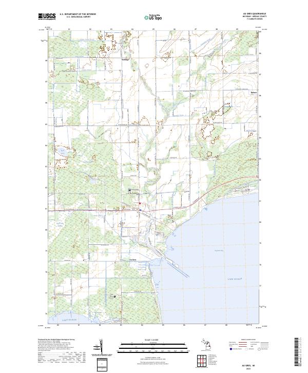 US Topo 7.5-minute map for Au Gres MI