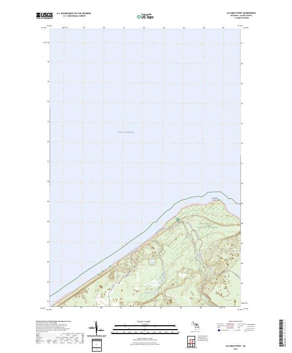 US Topo 7.5-minute map for Au Sable Point MI