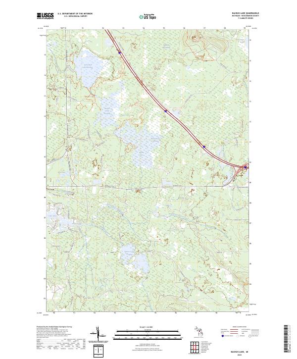 US Topo 7.5-minute map for Backus Lake MI