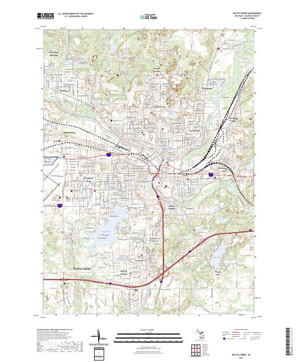 US Topo 7.5-minute map for Battle Creek MI