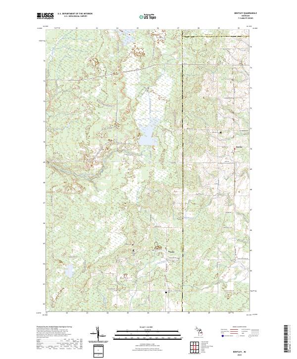 US Topo 7.5-minute map for Bentley MI