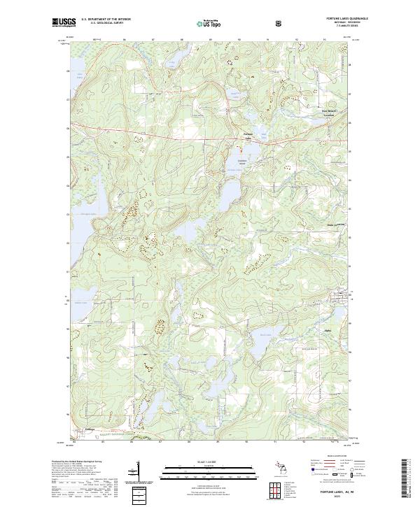 US Topo 7.5-minute map for Fortune Lakes MIWI