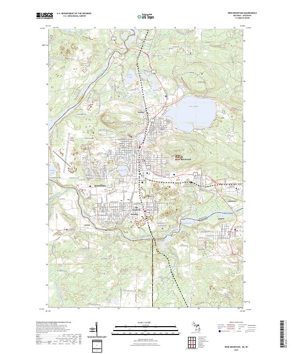 US Topo 7.5-minute map for Iron Mountain MIWI