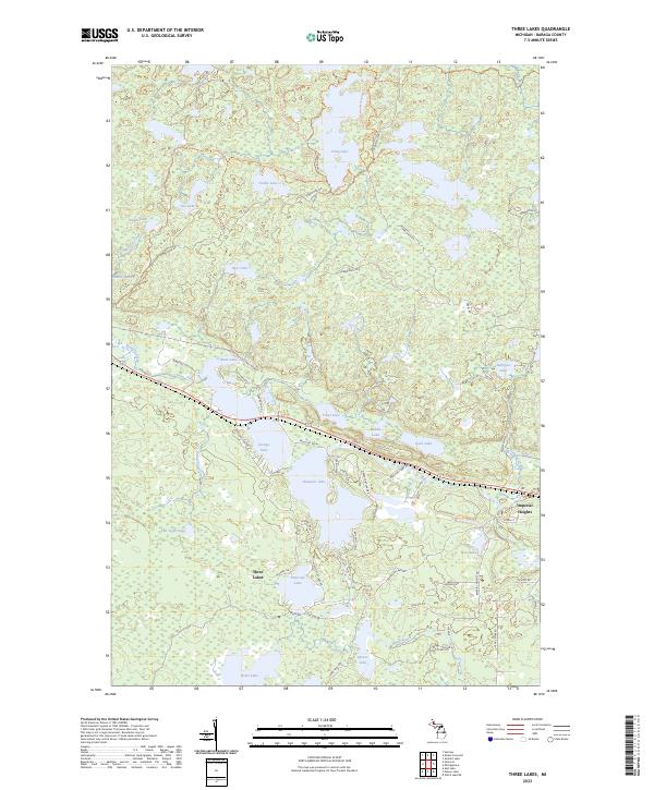 US Topo 7.5-minute map for Three Lakes MI