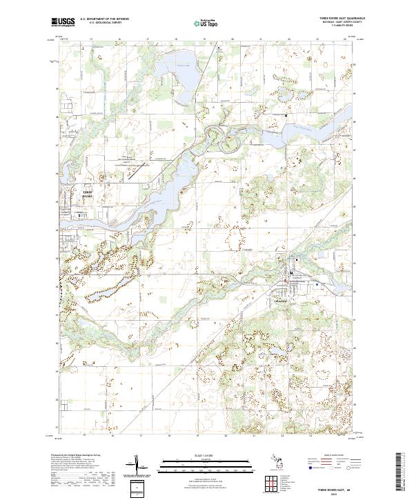 US Topo 7.5-minute map for Three Rivers East MI