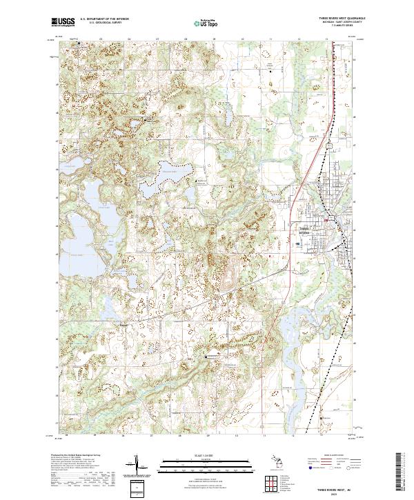 US Topo 7.5-minute map for Three Rivers West MI