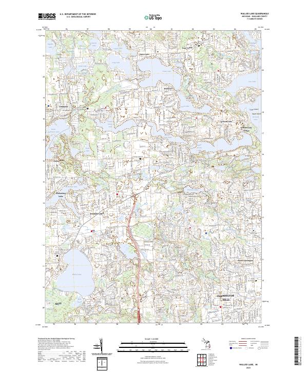 US Topo 7.5-minute map for Walled Lake MI