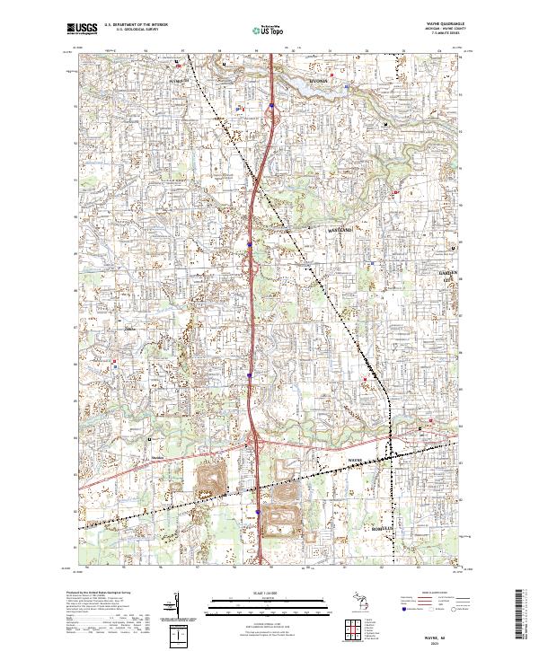 US Topo 7.5-minute map for Wayne MI