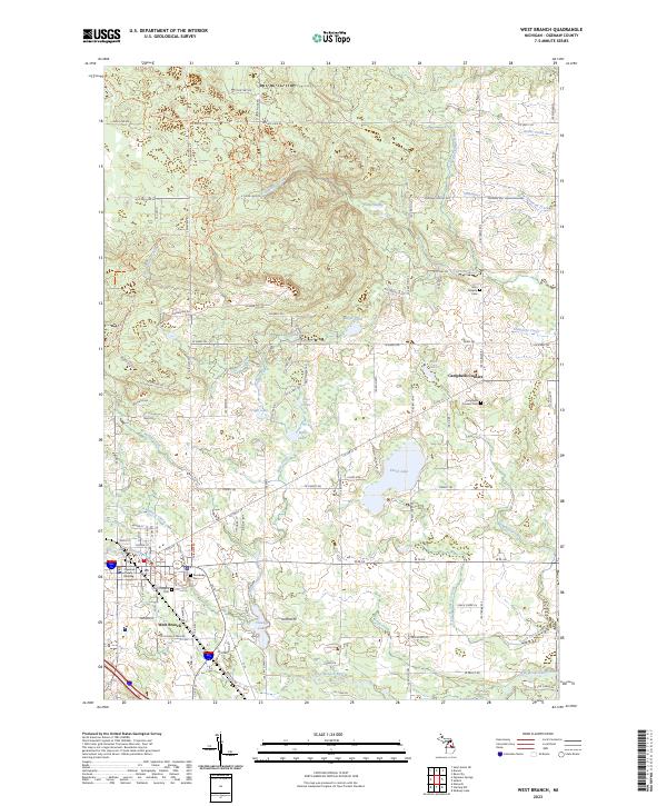 US Topo 7.5-minute map for West Branch MI