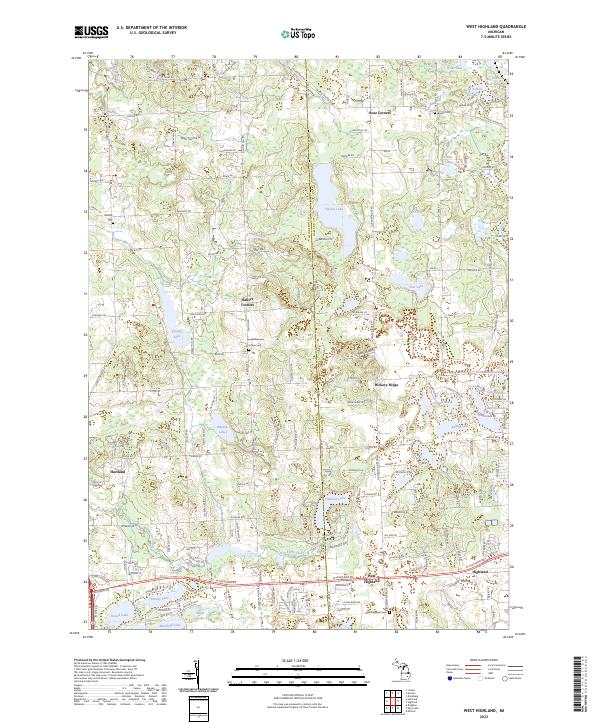 US Topo 7.5-minute map for West Highland MI