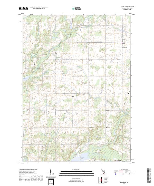 US Topo 7.5-minute map for Woodland MI