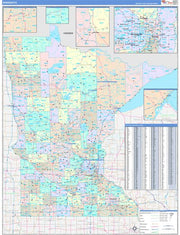 Color Cast Style Wall Map of Minnesota by Market Maps