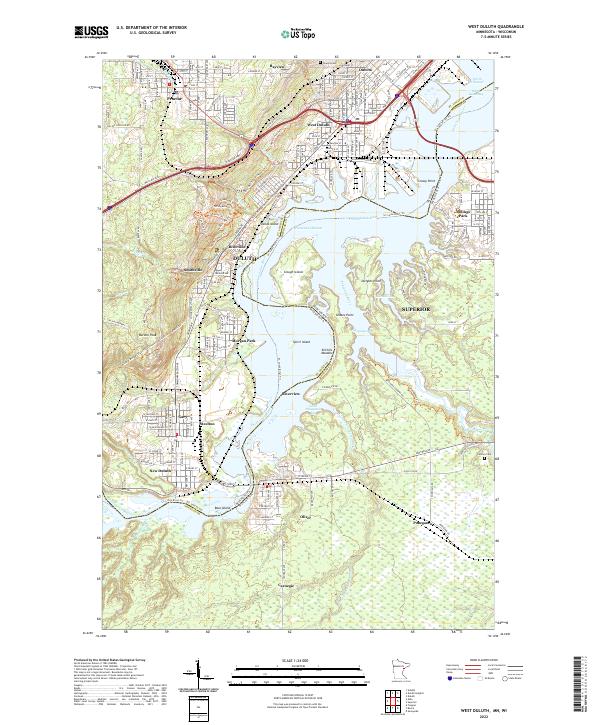 US Topo 7.5-minute map for West Duluth MNWI