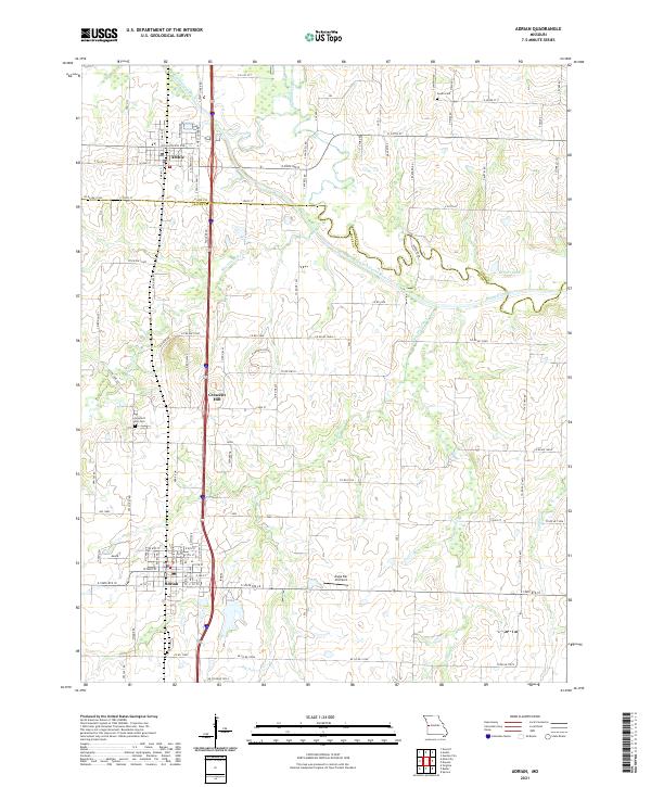 USGS US Topo 7.5-minute map for Adrian MO 2021