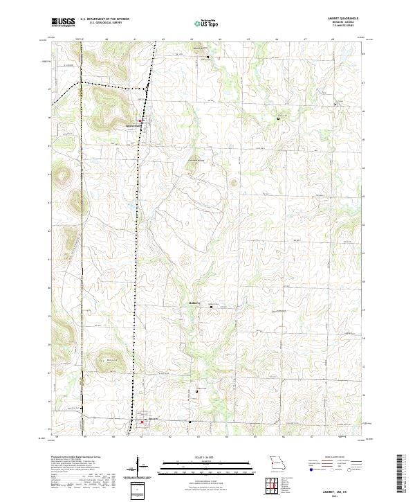 USGS US Topo 7.5-minute map for Amoret MOKS 2021