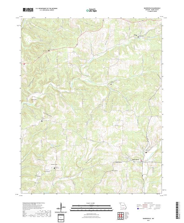 USGS US Topo 7.5-minute map for Bakersfield MO 2021