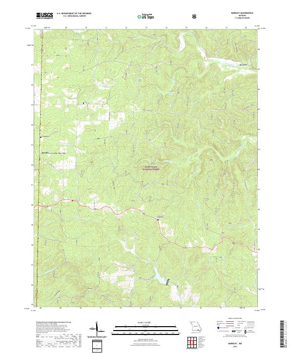 USGS US Topo 7.5-minute map for Bardley MO 2021