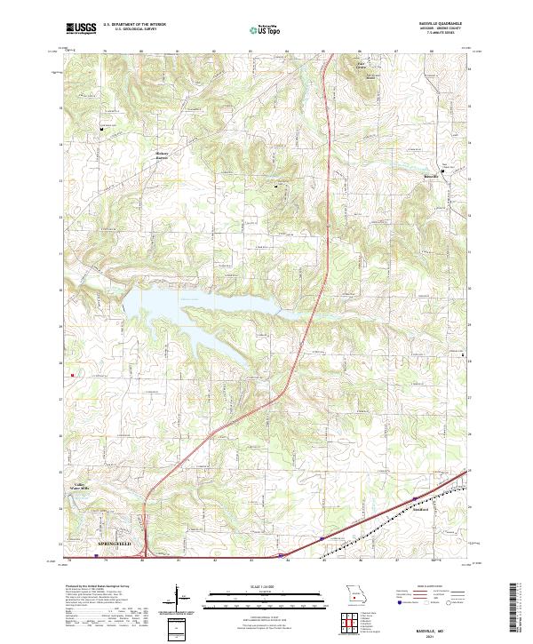 USGS US Topo 7.5-minute map for Bassville MO 2021