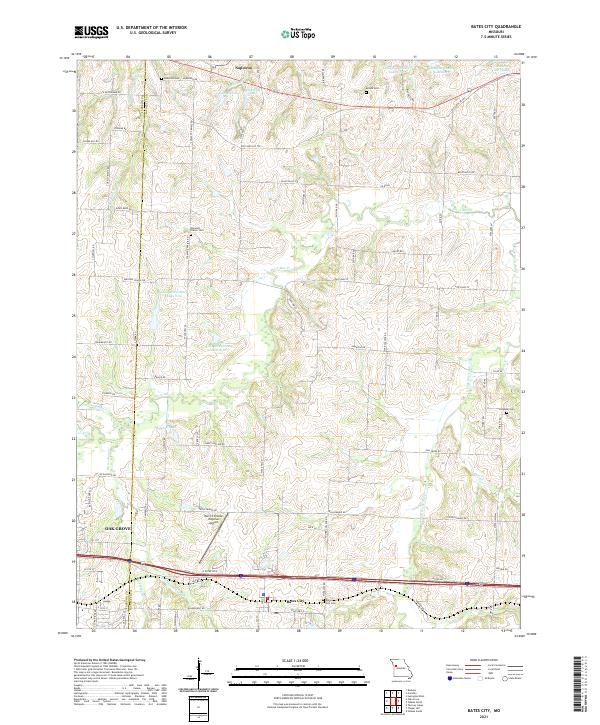 USGS US Topo 7.5-minute map for Bates City MO 2021