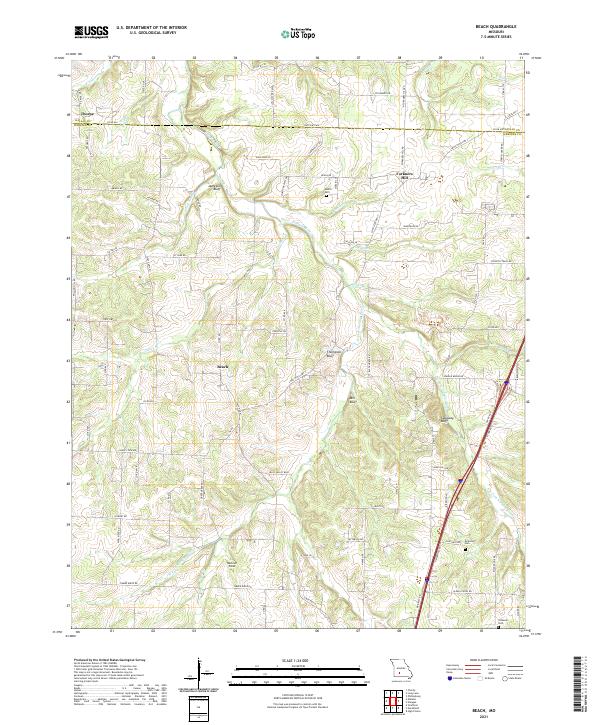 USGS US Topo 7.5-minute map for Beach MO 2021