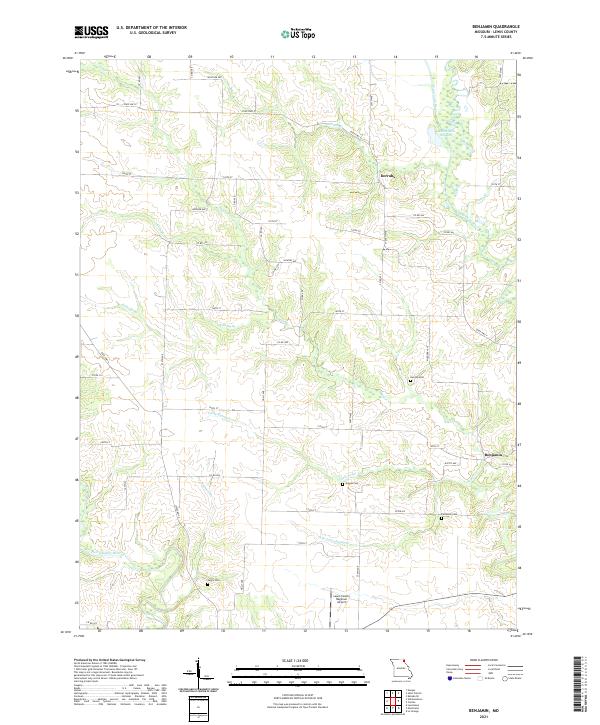 USGS US Topo 7.5-minute map for Benjamin MO 2021