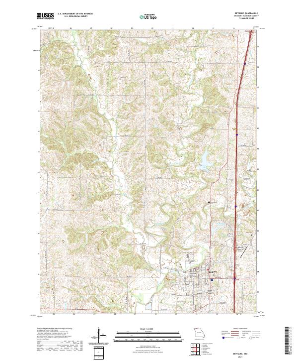 USGS US Topo 7.5-minute map for Bethany MO 2021