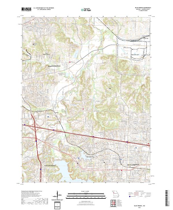 USGS US Topo 7.5-minute map for Blue Springs MO 2021