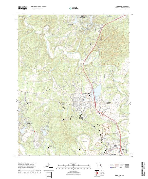 USGS US Topo 7.5-minute map for Bonne Terre MO 2021