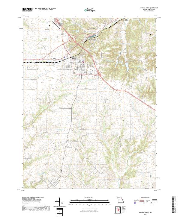 USGS US Topo 7.5-minute map for Bowling Green MO 2021