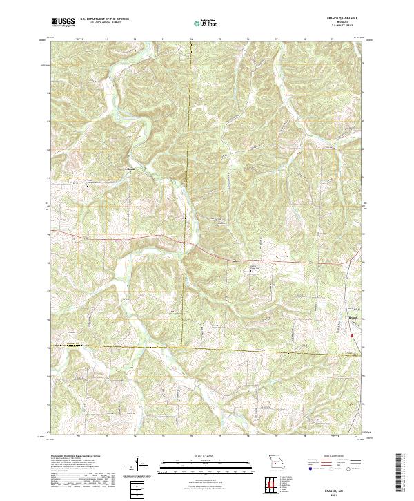 USGS US Topo 7.5-minute map for Branch MO 2021