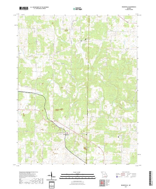 USGS US Topo 7.5-minute map for Brandsville MO 2021