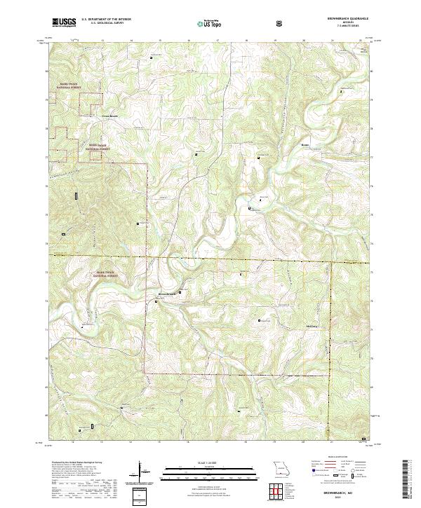 USGS US Topo 7.5-minute map for Brownbranch MO 2021