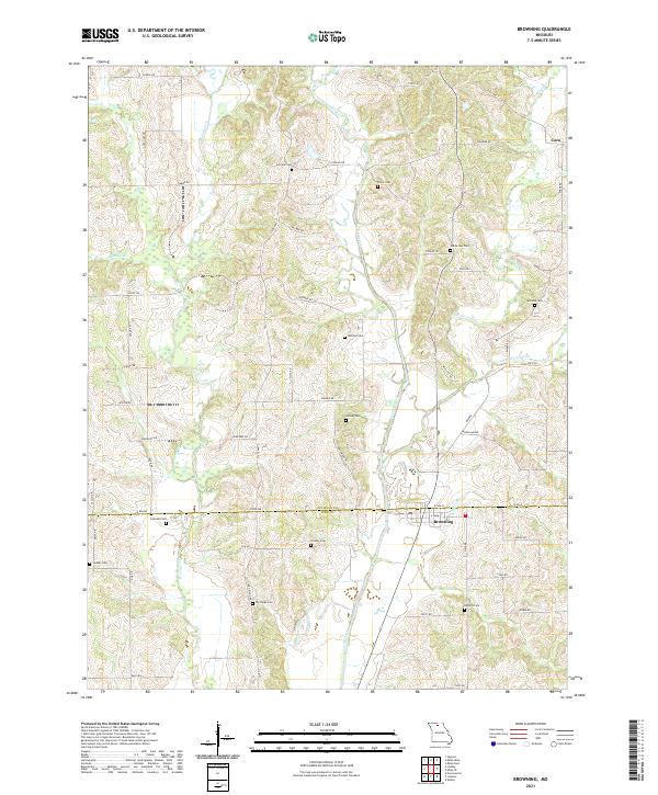 USGS US Topo 7.5-minute map for Browning MO 2021