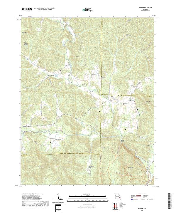 USGS US Topo 7.5-minute map for Brunot MO 2021