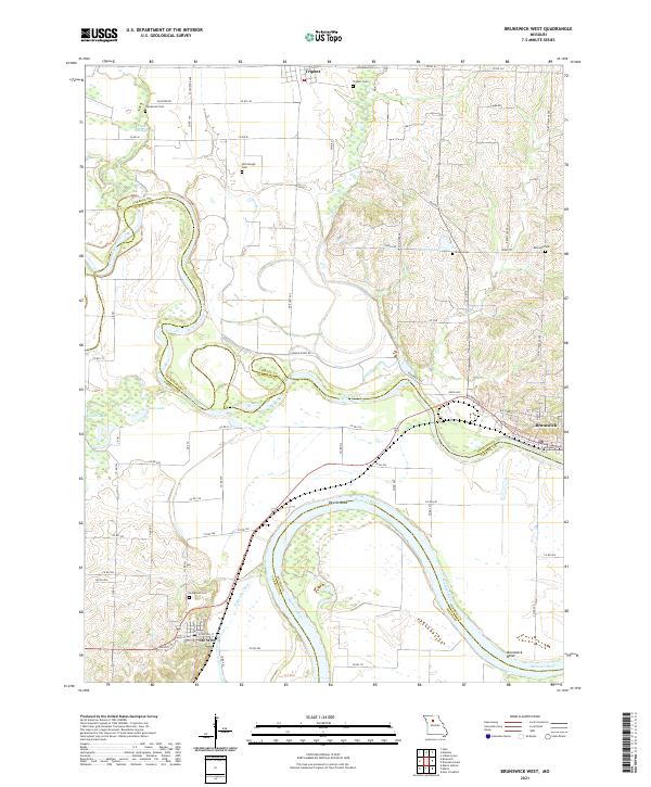 USGS US Topo 7.5-minute map for Brunswick West MO 2021