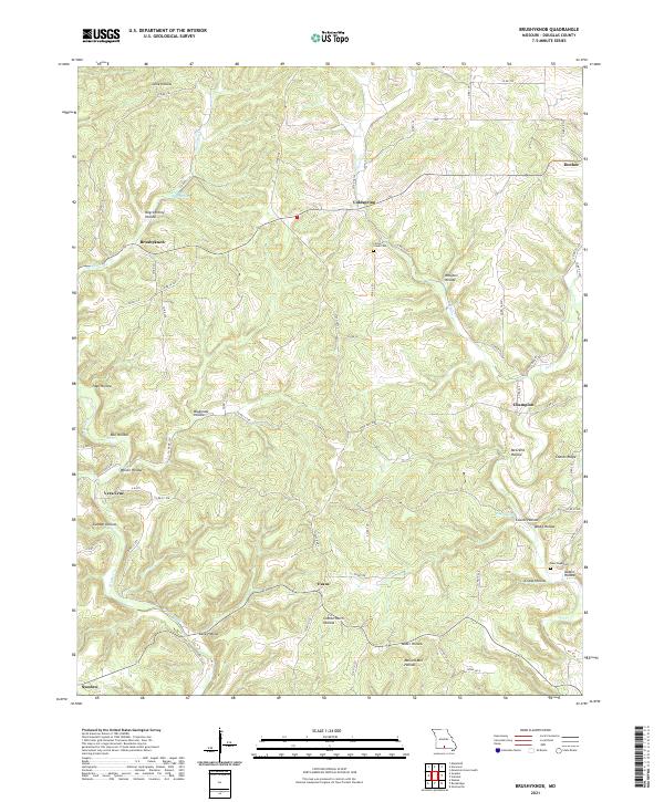 USGS US Topo 7.5-minute map for Brushyknob MO 2021