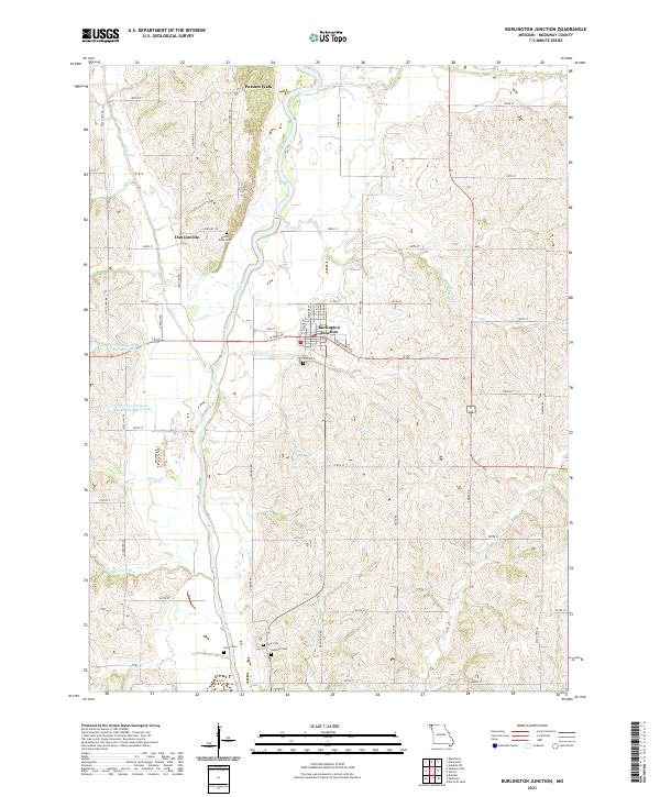 USGS US Topo 7.5-minute map for Burlington Junction MO 2021