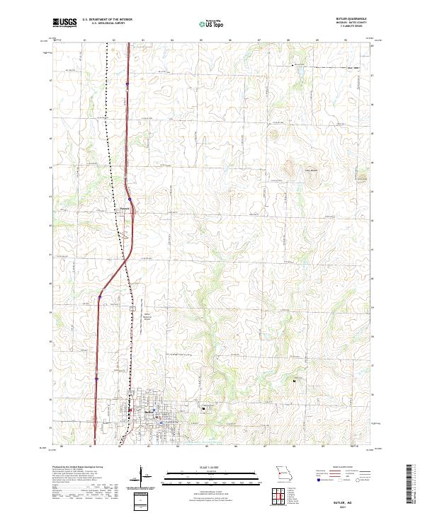 USGS US Topo 7.5-minute map for Butler MO 2021