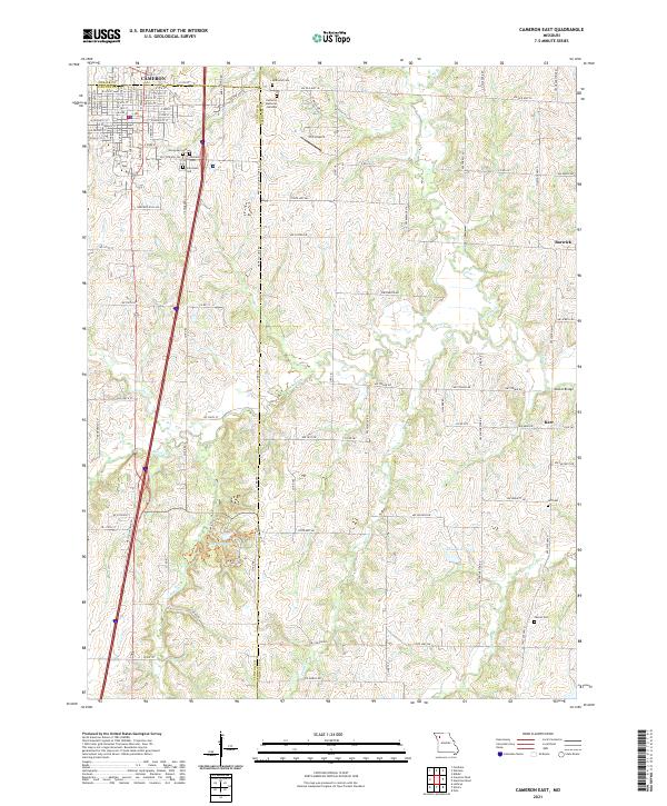 USGS US Topo 7.5-minute map for Cameron East MO 2021