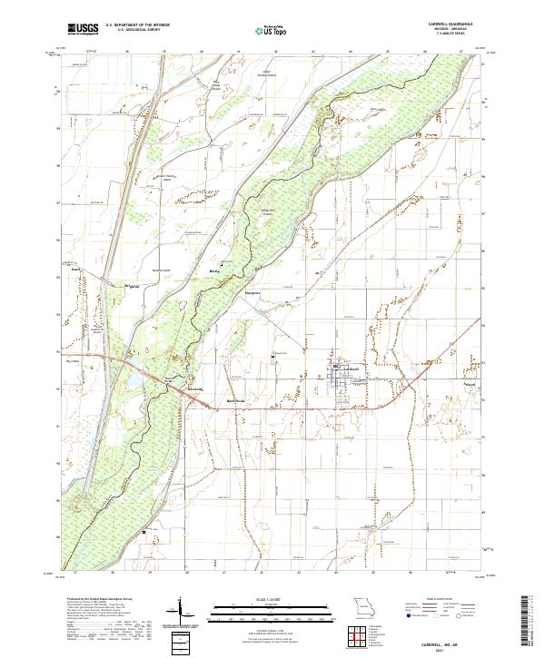 USGS US Topo 7.5-minute map for Cardwell MOAR 2021