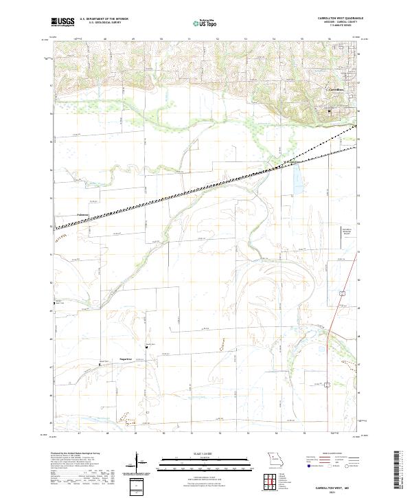 USGS US Topo 7.5-minute map for Carrollton West MO 2021